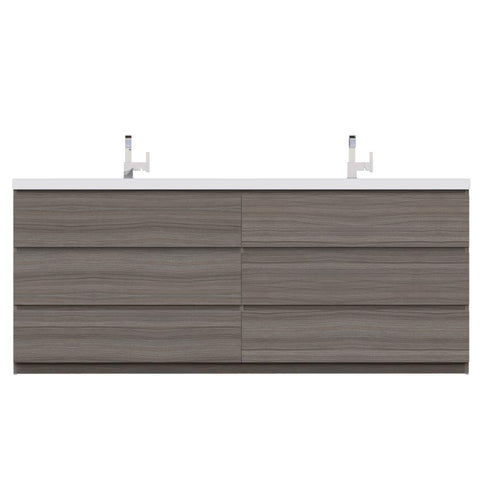 Paterno 84 inch Modern Freestanding Bathroom Vanity Gray