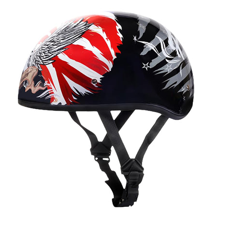 Daytona Helmets Motorcycle Half Face Helmet - DOT Approved Skull Cap Motorcycle Helmet for Men - Patriotic Eagle USA Graphics Beanie Helmets for Motorcycles, Scooter ATV, UTV & Chopper