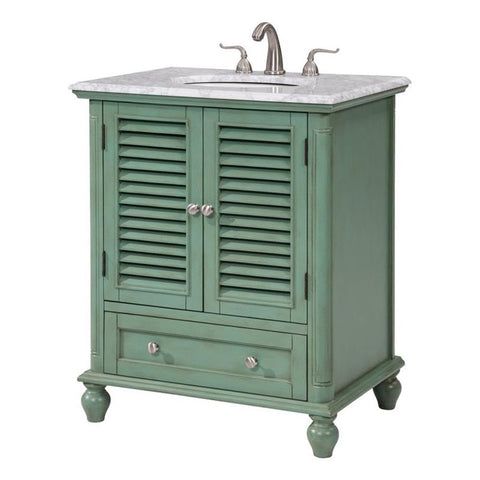 Elegant Decor Rhodes 30" Wood Single Bathroom Vanity in Vintage Mint Green
