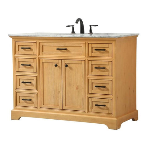 Elegant Decor Americana 48" Aluminum MDF Single Bathroom Vanity in Natural Wood