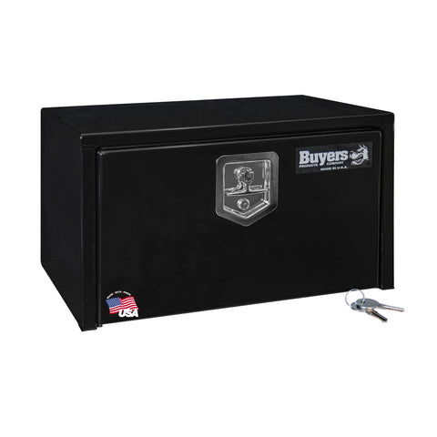 Buyers Products 1703300 Black Steel Underbody Truck Tool Box – 14 x 16 x 24 Inch - Truck Bed & Underbelly RV Storage Box, Locking T-Latch, Weather-Resistant, Heavy-Duty Flatbed Job Box, Made in USA