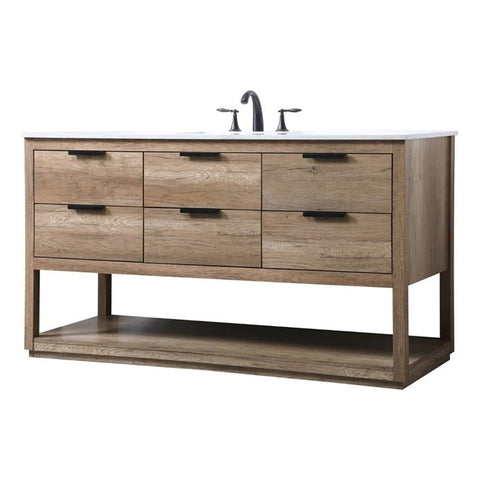 Elegant Kitchen and Bath Larkin 60" Solid Wood Single Bathroom Vanity in Oak