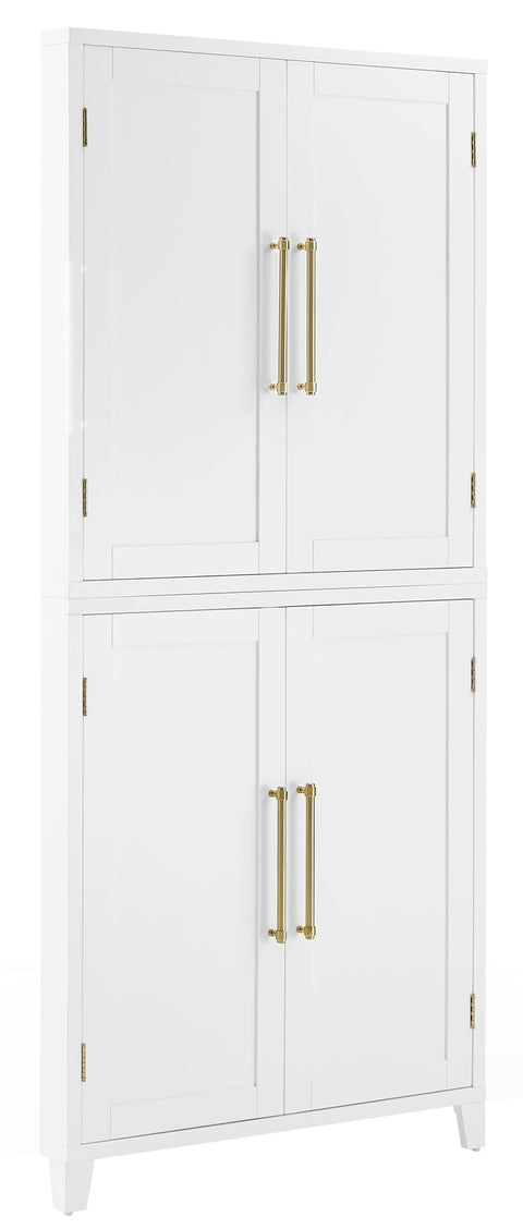 Crosley Furniture Roarke Corner Kitchen Storage Pantry Cabinet with Shelves, Kitchen, Dining, Laundry Room, White