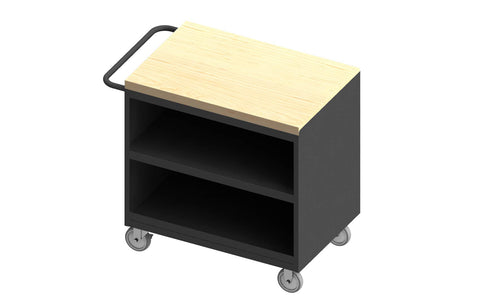 Durham 3111-MT-95 Mobile Bench Cabinet, no Door, Maple top