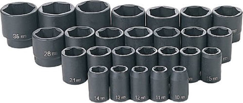 Grey Pneumatic 1326M 1/2" Driver Metric Standard Length - 26 Piece