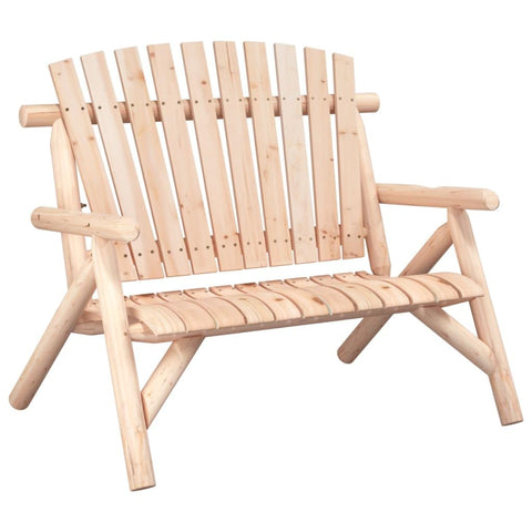 vidaXL 2-Seater Outdoor Patio Bench, Solid Spruce Wood, Adirondack Style Backrest and Armrests, DIY Assembly, Untreated Wood - 46.9"x33.5"x38.6"
