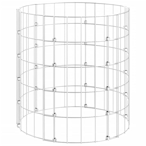 vidaXL Garden Gabion - Circular Gabion Pole Made from Galvanized Silver Steel - Designed for Rocks or Gravel - Rustproof and Weather-Resistant