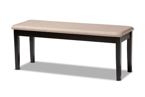 Baxton Studio Teresa Modern and Contemporary Transitional Sand Fabric Upholstered and Dark Brown Finished Wood Dining Bench