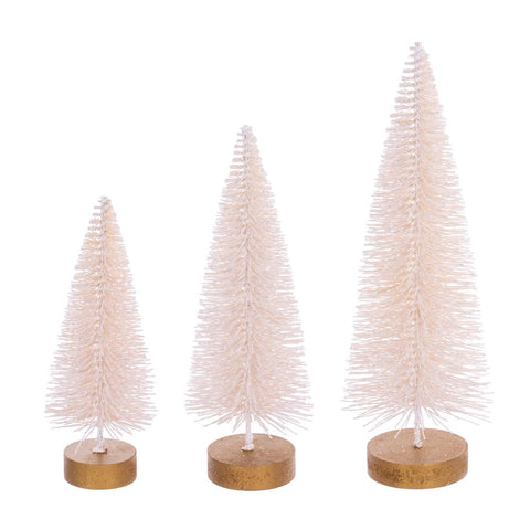 Vickerman 703236-8"-10"-12" Cream Bottle Brush Tree Set/3 (LS220674) Christmas Decorative Tree