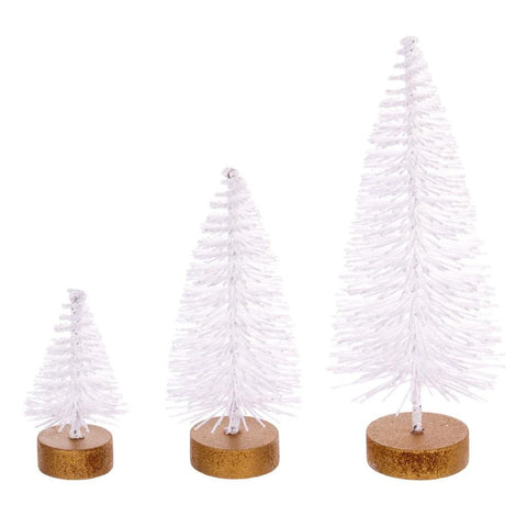 Vickerman 703199-3"-5"-7" White Bottle Brush Tree Set/3 (LS220511) Christmas Decorative Tree