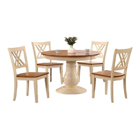 45In.x45In.x63In. Antiqued Caramel Biscotti Double X-Back 5-Piece Bella Dining Set