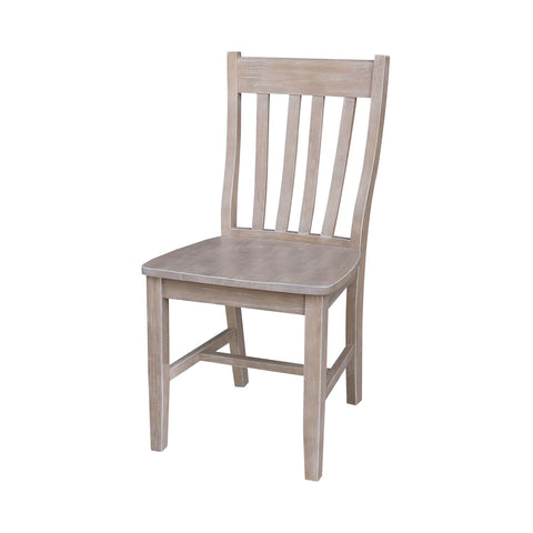 International Concepts Solid Wood Cafe Chairs in Washed Gray Taupe - Set of 2