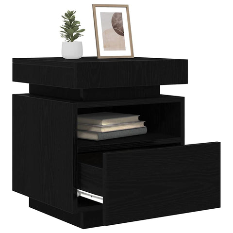 vidaXL Bedside Cabinet 2 pcs Black Oak 15.75 x 15.35 x 19.09 in, Rustic Nightstand, Compact Storage Table, Modern Bedroom Organizer with Drawer, Bedside Cabinet, Multifunctional Furniture