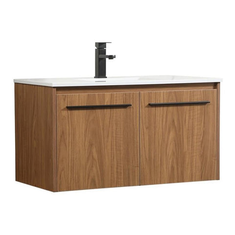Elegant Decor Penn 36" Aluminum MDF Single Bathroom Vanity in Walnut Brown