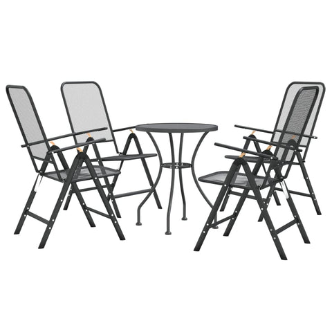 vidaXL Patio Dining Set 5 Piece Garden Dining Set with Patio Table and Chairs Outdoor Dining Set Folding Chair Expanded Metal Mesh Anthracite