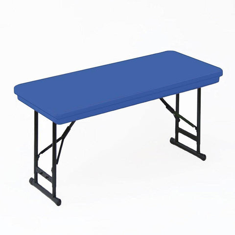 Correll 30"x60" Short Adjustable Height Heavy Duty Commercial, Light Blow Molded Plastic Folding Table, Blue Top, USA Made (RA3060S-27)
