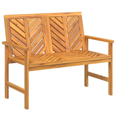 vidaXL Solid Acacia Wood Patio Bench 42.9" - Comfortable Outdoor Seating with Armrests & Chevron Pattern Backrest, Elegant Diagonal Slat Design