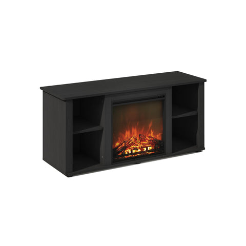 Furinno Jensen Fireplace TV Stand, NO Heat Decorative Electric Fireplace TV Stand for TV up to 55 Inch, with Open Storage, for Living Room, Americano