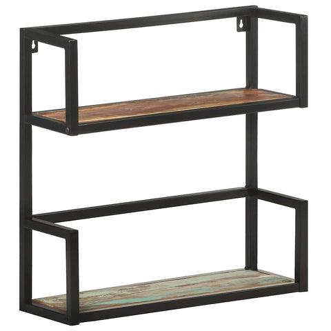 vidaXL Solid Reclaimed Wood Wall Shelf with Iron Frame - Industrial Style Wall Mounted Shelving Unit for Books and Decor - 23.6"x7.9"x23.6"
