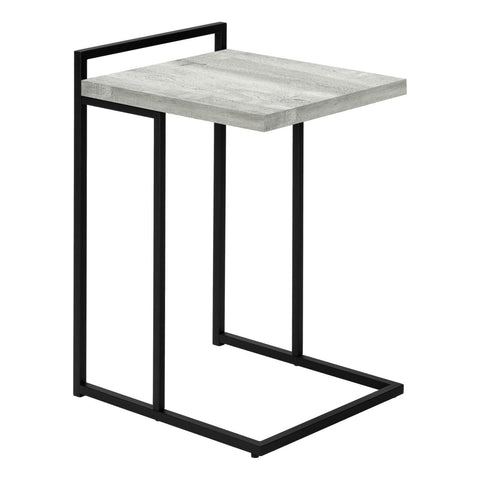 Monarch Specialties 3631 Accent Table, C-shaped, End, Side, Snack, Living Room, Bedroom, Laminate, Contemporary, Modern Table-25, 16" L x 18.25" W x 26.5" H, Grey Reclaimed Wood-Look/Black Metal