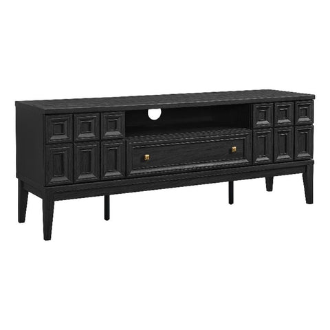 Modway Samos 59 Inch Retro TV Stand with Geometric Pattern in Black - Vintage TV Console Cabinet with Storage and Cable Management - Low Profile TV Stand for Living Room