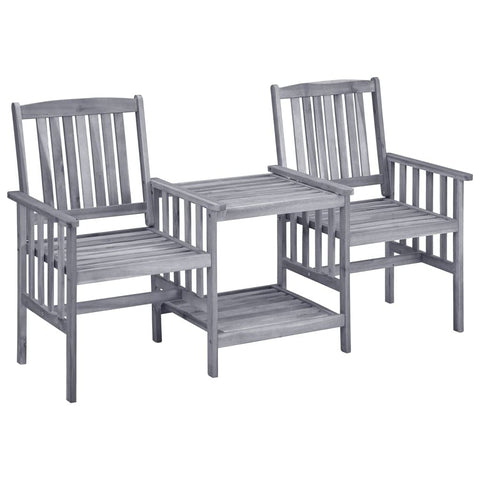 vidaXL Rustic Garden Dining Set Solid Acacia Wood Bistro for 2 with Grey Finish Outdoor Furniture Balcony Patio and Elegant Durable Experience Chair Tea Table Chairs Tables Wooden Sets