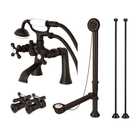 Kingston Brass CCK268ORB Vintage Deck Mount Clawfoot Tub Faucet Package, Oil Rubbed Bronze