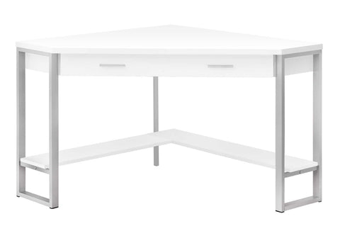 Monarch Specialties Corner Desk with Storage and Shelf Laptop PC Study Table-Workstation for Home Office, 42" L, White