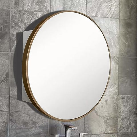 Bellaterra Home 8820-MC-GD Round Metal Frame Medicine Cabinet in Brushed Gold