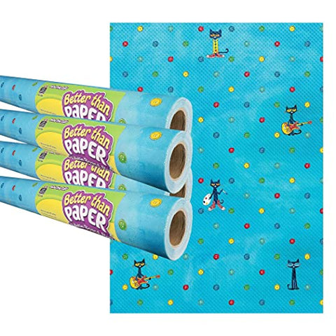 Teacher Created Resources Better Than Paper Bulletin Board Rolls - 4' x 12' | Pete The Cat Design | Blue | Pack of 4