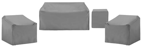 4Pc Outdoor Furniture Cover Set Gray - 2 Chairs, 1 Loveseat, & 1 Side Table