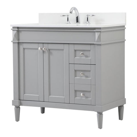 Elegant Decor Indoor Modern Under Sink Bathroom Fixtures Storage Organizer Cabinet 36 inch Single Bathroom Vanity - Grey with backsplash