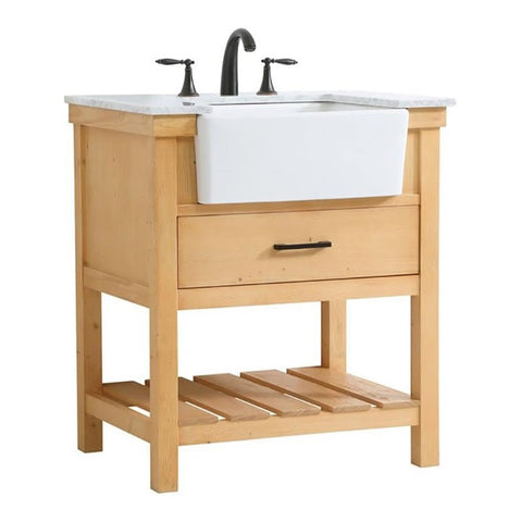 Elegant Decor Clement 30" Aluminum MDF Single Bathroom Vanity in Natural Wood