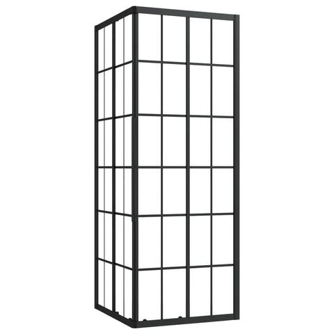 'vidaXL Shower Cabin with Aluminum Profile, Single-layer ESG Safety Glass - Clear Transparent with Black Grid Printing, Easy Installation - Measuring 27.6"x27.6"x70.9"
