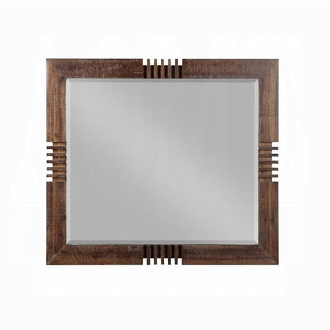 Acme Andria Rectangular Beveled Bedroom Mirror in Reclaimed Oak Wood