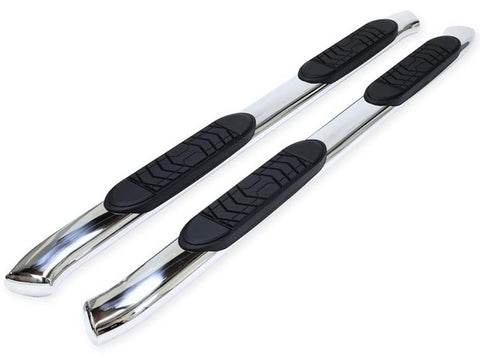 TrailFX A7063S Nerf Bar Fits Chevy Silverado 1500 Crew Cab 2007-2018 Oval 5 Inch Polished T304 Stainless Steel Side Step Running Boards No-Drill Install 300lb Capacity
