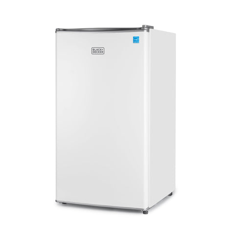 BLACK+DECKER 3.2 Cu. Ft. Compact Refrigerator, ENERGY STAR Certified Small Refrigerator, Single Door Mini Fridge with Chiller Compartment, Personal Fridge for Home or Dorm Room, BCRK32W, White