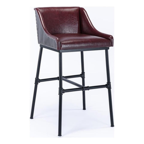 Parlor Faux Leather Adjustable Bar Stool - Burgundy