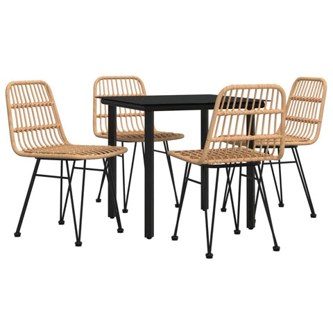 vidaXL Patio Dining Set 5 Piece, Rattan Patio Conversation Set, Outdoor Furniture Set for Porch Patio Deck Balcony, Modern Style, Poly Rattan