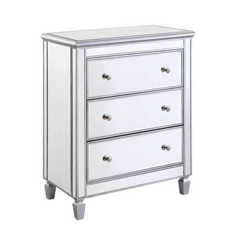 Elegant Decor 3 Drawer Bedside Cabinet, Silver