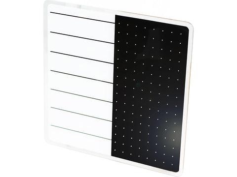 Floortex Viztex Glacier White & Black Plan & Grid Glass Dry Erase Board - 14" x 14"
