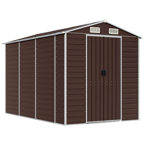 vidaxl Garden shed - Brown Galvanized Steel Storage - 75.2"x118.1"x78" Outdoor Tool House - Spacious with Vented Design