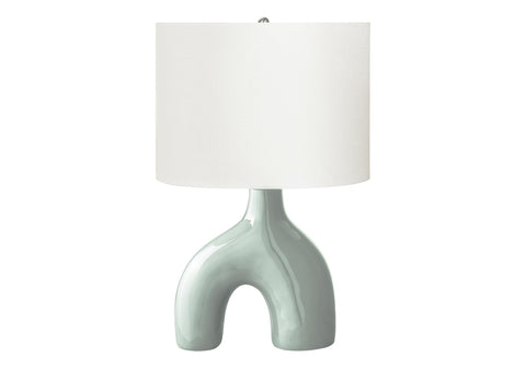 Monarch Specialties I 9664 Lighting, 25" H, Table Lamp, Green Ceramic, Ivory/Cream Shade, Contemporary, Modern