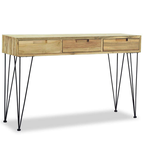 vidaXL Console Table Brown Recycled Solid Teak and Wrought Iron