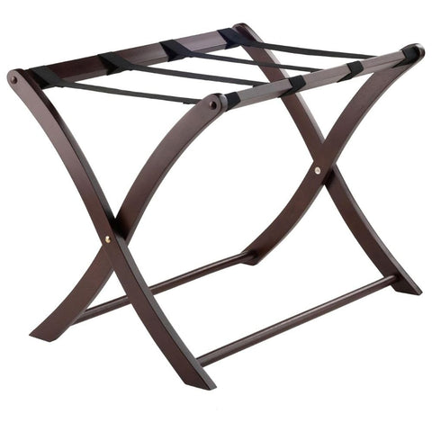 Oakestry Scarlett Luggage Rack No Assembly Required Cappuccino Sturdy Frame for Luggage Storage Elegant Design for Guest Rooms or Bedrooms Foldable and Space-Saving for Easy Storage Compact