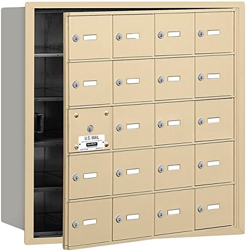 Salsbury Industries 3620SFP 4B Plus Horizontal Mailbox with Master Commercial Lock, 20 A Doors 19 Usable, Front Loading, Private Access, Sandstone