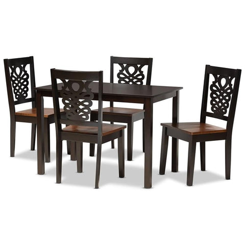 Baxton Studio Luisa Two-Tone Brown Finished Wood 5-Piece Dining Set