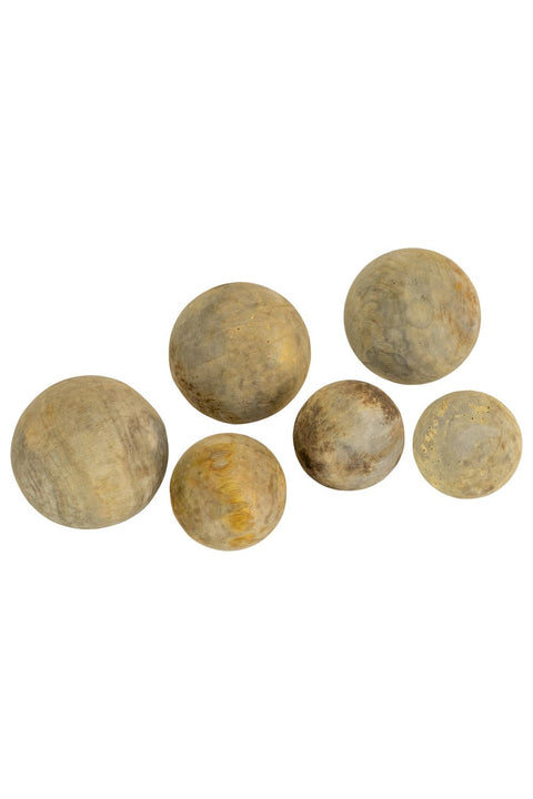 KALALOU Set of Six Hand Carved Mango Wood Spheres NMCC1119