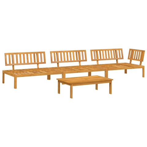 vidaXL Patio Pallet Sofa Set - 4 Piece Outdoor Conversation Set - Solid Acacia Wood Furniture for Garden, Patio, Terrace - Includes Corner Sofa, Center Sofa, Garden Table - Modular Design, Brown