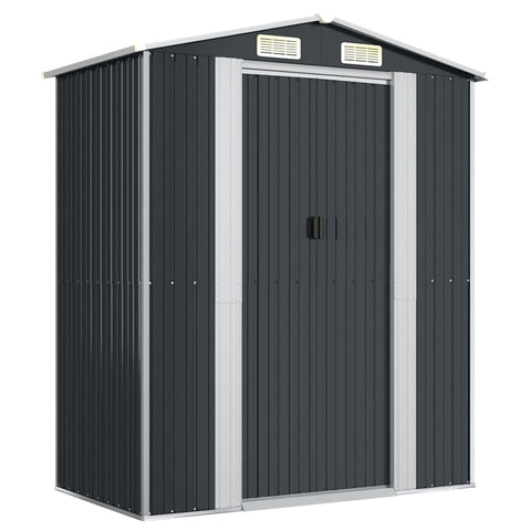vidaXL Galvanized Steel Garden Shed, Anthracite - Outdoor Storage Space for Garden Tools and Equipment - Weather-Resistant Material